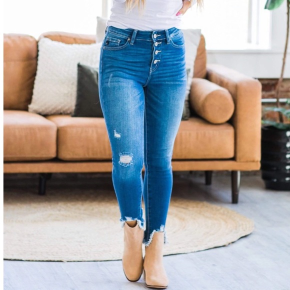 Jersey Button Fly Kancan NWT SIZE 9 medium denim wash - Picture 2 of 9